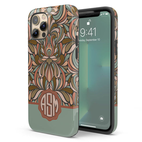 Boho Folk Art Floral Monogram iPhone Case